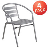 Flash Furniture Silver Metal Restaurant Stack Chair,PK4 4-TLH-017C-GG