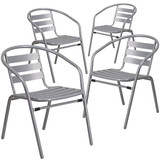 Flash Furniture Silver Metal Restaurant Stack Chair,PK4 4-TLH-017C-GG
