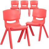 Flash Furniture Red Plastic Stackable School Chair,PK5 5-YU-YCX-005-RED-GG