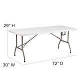 Flash Furniture Wh 30X72 Plastic Bi-Fold Table DAD-YCZ-183Z-GG