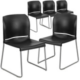 Flash Furniture Black Plastic Sled Stack Chair,PK5 5-RUT-238A-BK-GG