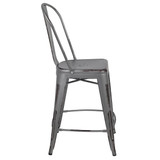 Flash Furniture Distressed Silver Stool, 24"H ET-3534-24-SIL-GG