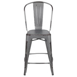 Flash Furniture Distressed Silver Stool, 24"H ET-3534-24-SIL-GG