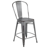 Flash Furniture Distressed Silver Stool, 24"H ET-3534-24-SIL-GG