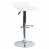 Flash Furniture White Vinyl Barstool,Adj Height DS-801-CONT-WH-GG