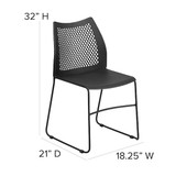 Flash Furniture Black Plastic Sled Stack Chair,PK5 5-RUT-498A-BLACK-GG