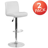 Flash Furniture White Vinyl Barstool,PK2 2-DS-8101B-WH-GG