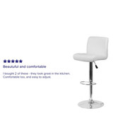 Flash Furniture White Vinyl Barstool,PK2 2-DS-8101B-WH-GG