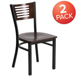 Flash Furniture Bk-Wal Slat Chair-Wood Seat,PK2 2-XU-DG-6G5B-WAL-MTL-GG