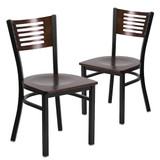 Flash Furniture Bk-Wal Slat Chair-Wood Seat,PK2 2-XU-DG-6G5B-WAL-MTL-GG
