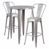 Flash Furniture Silver Metal Bar Set,30RD CH-51090BH-2-30CAFE-SIL-GG
