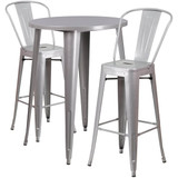Flash Furniture Silver Metal Bar Set,30RD CH-51090BH-2-30CAFE-SIL-GG