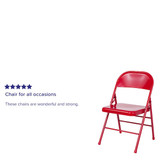 Flash Furniture Red Metal Folding Chair,PK4 4-HF3-MC-309AS-RED-GG