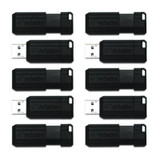 Verbatim® Pinstripe Usb 2.0 Flash Drive, 32 Gb, Black, 10/pack 70062