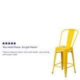 Flash Furniture Yell Metal Outdoor Stool,24" CH-31320-24GB-YL-GG