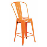 Flash Furniture Org Metal Outdoor Stool,24" CH-31320-24GB-OR-GG