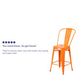Flash Furniture Org Metal Outdoor Stool,24" CH-31320-24GB-OR-GG