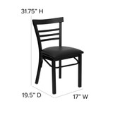 Flash Furniture Restaurant Chair,Ladder Back,Blk Seat XU-DG6Q6B1LAD-BLKV-GG
