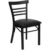 Flash Furniture Restaurant Chair,Ladder Back,Blk Seat XU-DG6Q6B1LAD-BLKV-GG