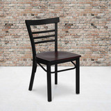 Flash Furniture Black Ladder Chair-Mah Seat,PK2 2-XU-DG6Q6B1LAD-MAHW-GG