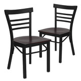 Flash Furniture Black Ladder Chair-Mah Seat,PK2 2-XU-DG6Q6B1LAD-MAHW-GG