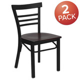 Flash Furniture Black Ladder Chair-Mah Seat,PK2 2-XU-DG6Q6B1LAD-MAHW-GG