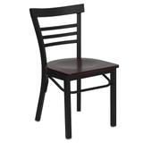 Flash Furniture Black Ladder Chair-Mah Seat,PK2 2-XU-DG6Q6B1LAD-MAHW-GG