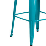Flash Furniture Teal Metal Outdoor Stool,30" ET-3534-30-CB-GG
