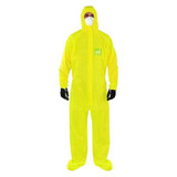 Ansell Hooded Coveralls,S,Yellow,PE,PK25 YY23-B-92-147-02