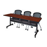Kobe FlipTop Table,w/3Nesting Chairs,84"x24" MKFTM8424CH23BK