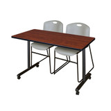 Kobe Mobile Table with 2 Zeng Chairs,48"x24" MKTRCC4824CH44GY