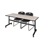 Kobe FlipTop Table and 2 Zeng Chairs,72"x30" MKFT7230PL44BK