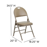 Flash Furniture Beige Vinyl Folding Chair,PK2 2-HA-MC705AV-3-BGE-GG