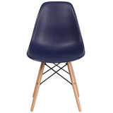 Flash Furniture Chair,Plastic,Wood,Navy,Elon Series FH-130-DPP-NY-GG