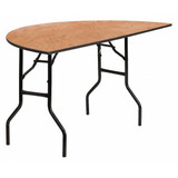 Flash Furniture Fold Table,Wood,Half Round,60" YT-WHRFT60-HF-GG