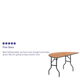 Flash Furniture Fold Table,Wood,Half Round,60" YT-WHRFT60-HF-GG