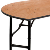 Flash Furniture Fold Table,Wood,Half Round,60" YT-WHRFT60-HF-GG