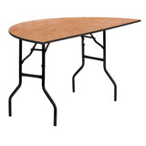 Flash Furniture Fold Table,Wood,Half Round,60" YT-WHRFT60-HF-GG