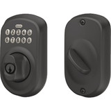 Schlage Plymouth Matte Black Electronic Lock Keypad Deadbolt BE365VPLY622 247836