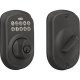 Schlage Plymouth Matte Black Electronic Lock Keypad Deadbolt BE365VPLY622 247836
