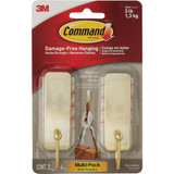 Command Medium Satin Brass Decorative Hook , 2 Hooks, 4 Strips 17034BR-2ES 225076