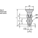 Kipp Spring Plunger,M16x1.5,Steel K0338.4308