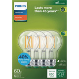 Philips Ultra Efficient 60W Equivalent Soft White Clear A19 LED Bulb (4-Pack)