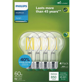 Philips Ultra Efficient 60W Equivalent Daylight Clear A19 LED Bulb (4-Pack)