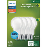Philips Ultra Efficient 60W Equivalent Soft White Frosted A19 LED Bulb (4-Pack)