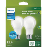 Philips Ultra Efficient 100W Equivalent Daylight Frosted A19 LED Bulb (2-Pack)