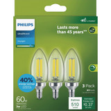 Philips Ultra Efficient 60W Equivalent Daylight B11 LED Light Bulb (3-Pack)