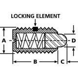 Te-Co Spring Plunger,5/16"-18,Stainless,PK 5 53404