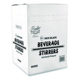 Berkley Square Wrapped Polypropylene Stirrers, 5.5", Black, 500/Box BEP90209