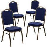 Flash Furniture Navy Blue Fabric Banquet Chair,PK4 4-FD-C01-GOLDVEIN-S0810-GG